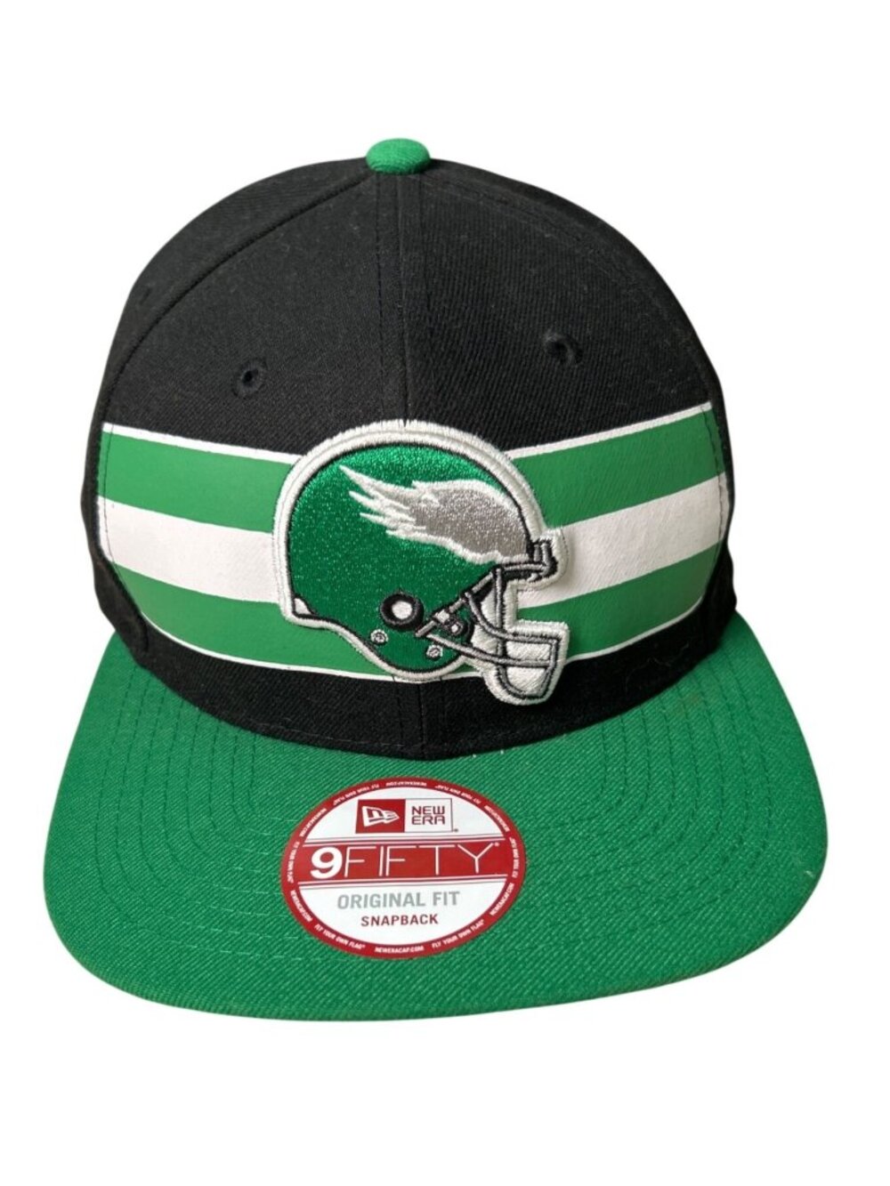 Philadelphia Eagles Retro Style Snapback Hat New Era 9Fifty NFL Black Green